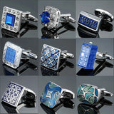 Men's French Cufflinks Retro Pattern Crystal Cuff Button Rhinestone Jewelry
