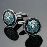Men's French Cufflinks Retro Pattern Crystal Cuff Button Rhinestone Jewelry