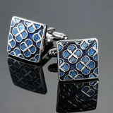 Men's French Cufflinks Retro Pattern Crystal Cuff Button Rhinestone Jewelry
