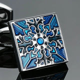 Men's French Cufflinks Retro Pattern Crystal Cuff Button Rhinestone Jewelry