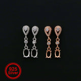 Sterling Silver Oval Studs Earring Settings Rose Plated DIY Supplies