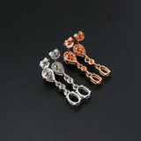 Sterling Silver Oval Studs Earring Settings Rose Plated DIY Supplies