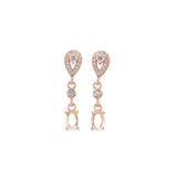 Sterling Silver Oval Studs Earring Settings Rose Plated DIY Supplies