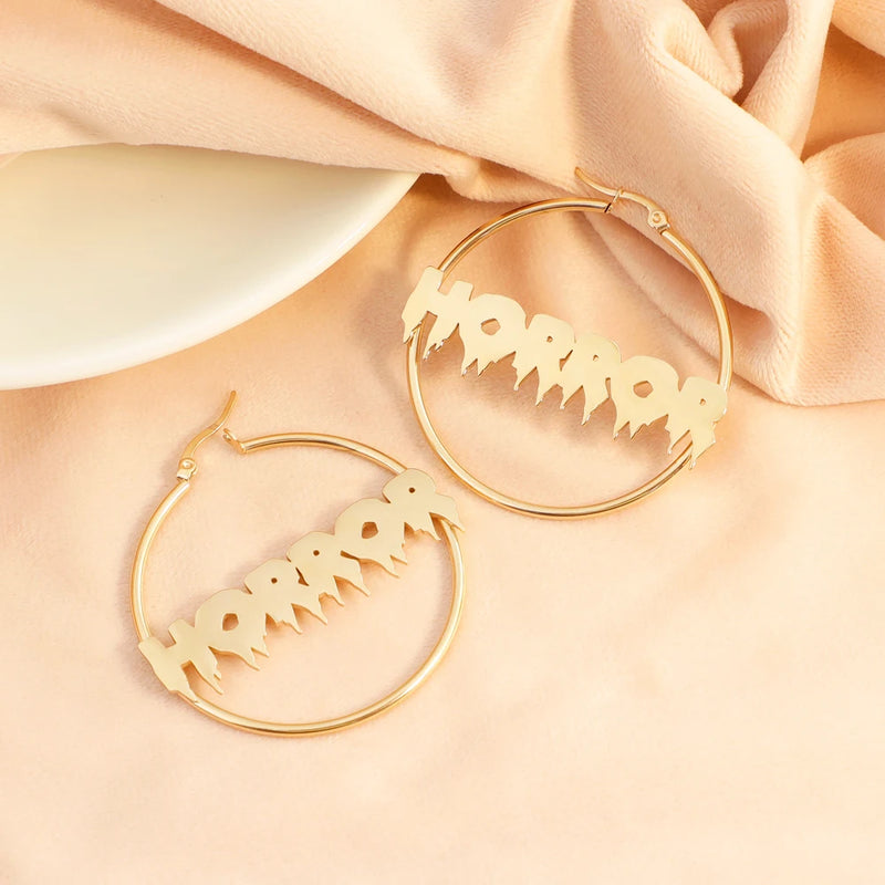 Personalized Hoop Earrings Horror Circle Stainless steel Halloween Party Jewelry