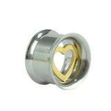Pink Heart Round Ear Gage 316L Steel Screw Ear Plug Tunnel Piercin