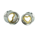 Pink Heart Round Ear Gage 316L Steel Screw Ear Plug Tunnel Piercin