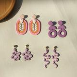 Purple Geometric Twisted Snake Dangle Earrings for Women