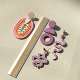 Purple Geometric Twisted Snake Dangle Earrings for Women