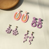 Purple Geometric Twisted Snake Dangle Earrings for Women