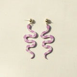 Purple Geometric Twisted Snake Dangle Earrings for Women