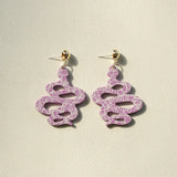 Purple Geometric Twisted Snake Dangle Earrings for Women