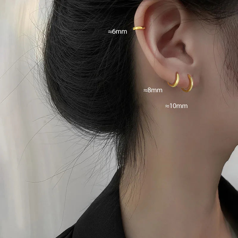 Sterling Silver Small Hoop Earrings for Women Hip-Hop Punk Cartilage Piercing