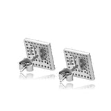 S925 Sterling Silver Square Stud Earrings Hip Hop CZ Rapper Jewelry