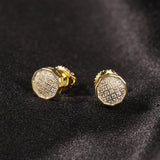 S925 Silver Hip Hop CZ Stone Paved 10 Sided Stud Earrings