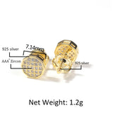 S925 Silver Hip Hop CZ Stone Paved 10 Sided Stud Earrings