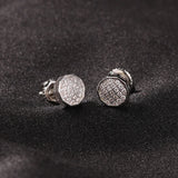 S925 Silver Hip Hop CZ Stone Paved 10 Sided Stud Earrings