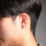 S925 Silver Hip Hop CZ Stone Paved 10 Sided Stud Earrings
