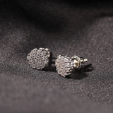 S925 Silver CZ Paved Ice Out Hexagon Stud Earrings
