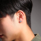 S925 Silver CZ Paved Ice Out Hexagon Stud Earrings