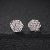 S925 Silver CZ Paved Ice Out Hexagon Stud Earrings