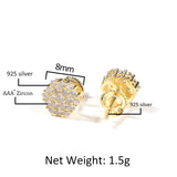 S925 Silver CZ Paved Ice Out Hexagon Stud Earrings