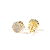 S925 Silver CZ Paved Ice Out Hexagon Stud Earrings