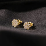 S925 Silver CZ Paved Ice Out Hexagon Stud Earrings