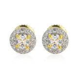 S925 Sterling Silver CZ Ice Out Round Stud Earrings