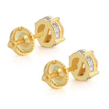 S925 Silver CZ Hip Hop Ice Out Round Stud Earrings