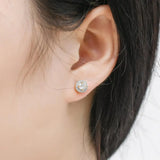S925 Sterling Silver CZ Ice Out Round Stud Earrings