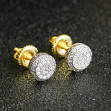 S925 Sterling Silver CZ Bling Ice Out Round Stud Earrings for Women Men