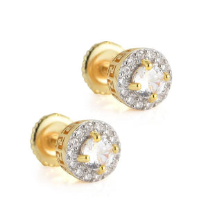 S925 Sterling Silver CZ Ice Out Round Stud Earrings