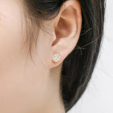 S925 Silver CZ Hip Hop Ice Out Round Stud Earrings
