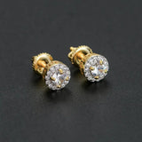 S925 Sterling Silver CZ Ice Out Round Stud Earrings