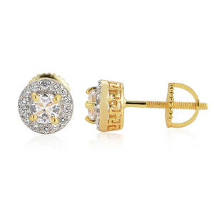 S925 Sterling Silver CZ Ice Out Round Stud Earrings