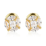 S925 Silver CZ Hip Hop Ice Out Round Stud Earrings