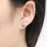 S925 Sterling Silver CZ Bling Ice Out Round Stud Earrings for Women Men