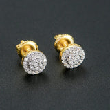 S925 Sterling Silver CZ Bling Ice Out Round Stud Earrings for Women Men