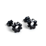 925 Sterling Silver Gearwheel Charms Stud Earrings