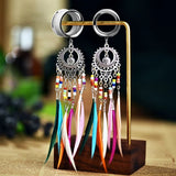 Stainless Steel Ear Plug Feather Dangle Ear Flesh Tunnel Plug Ear Gauges