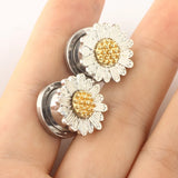 Stainless Steel Flower Ear Gauge Plugs And Tunnels 6-16Mm