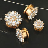 Stainless Steel Flower Ear Gauge Plugs And Tunnels 6-16Mm