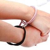 Heart Magnetic Couple Bracelet Steel Pendant Friendship Rope Magnet Jewelry