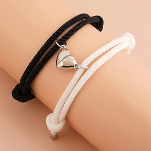 Heart Magnetic Couple Bracelet Steel Pendant Friendship Rope Magnet Jewelry