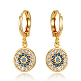 Vintage Zircon Sun Hoop Earrings Metal Crystal Small Circle Earrings