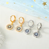 Vintage Zircon Sun Hoop Earrings Metal Crystal Small Circle Earrings