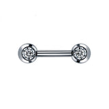 Zircon Stone Nipple Piercing Titanium Tongue Rings Barbell 12mm 14mm