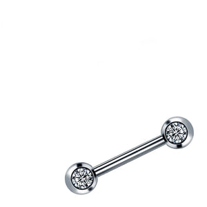 Zircon Stone Nipple Piercing Titanium Tongue Rings Barbell 12mm 14mm