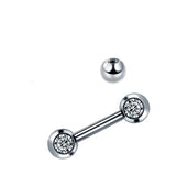 Zircon Stone Nipple Piercing Titanium Tongue Rings Barbell 12mm 14mm