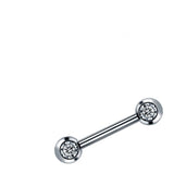 Zircon Stone Nipple Piercing Titanium Tongue Rings Barbell 12mm 14mm